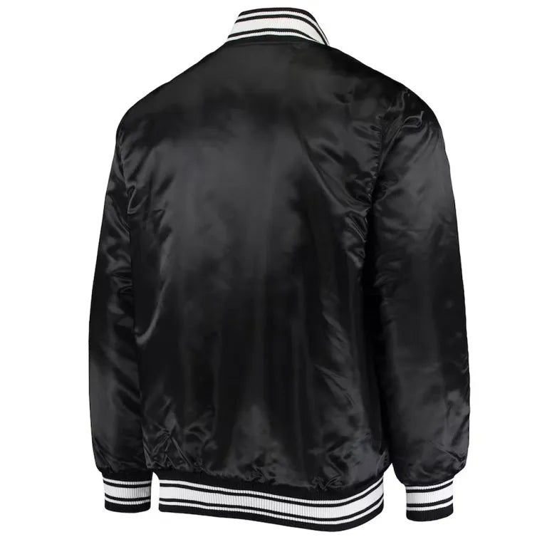 Philadelphia Eagles Locker Room Full-Snap Varsity Black Satin Men's Bomber Jacket