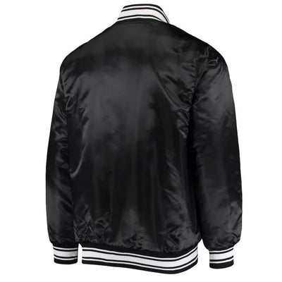Philadelphia Eagles Locker Room Full-Snap Varsity Black Satin Men's Bomber Jacket