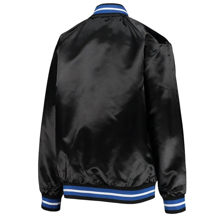 Orlando Magic Youth Hardwood Classics Full-Snap Varsity Black Satin Men's Bomber Jacket