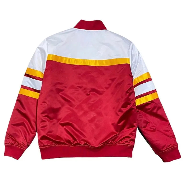 Kansas City Chiefs  Special Script Heavyweight Full-Snap Varsity Red & White Satin Men's Bomber Jacket