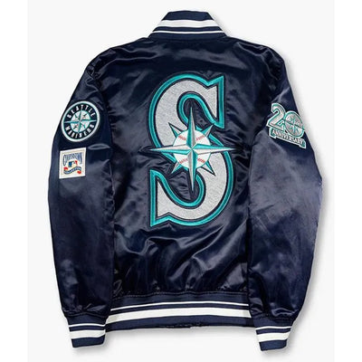 1997 Seattle Mariners Longball Full-Snap Navy Blue Satin Men's Jacket