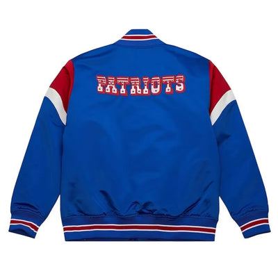 New England Patriots Midweight Full-Snap Varsity Royal Blue Satin Men's Bomber Jacket