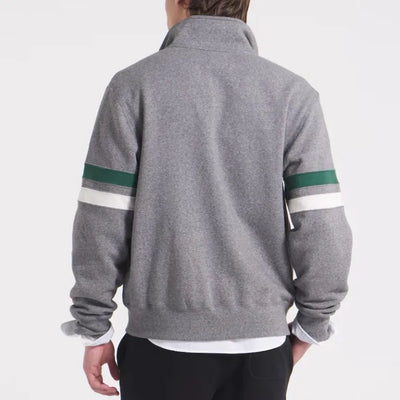 Philadelphia Eagles Heather Full-Zip Varsity Gray Striped Fleece Men's Bomber Jacket