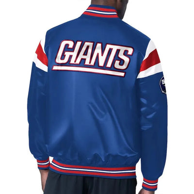 New York Giants Midweight Full-Snap Varsity Royal Blue Satin Men's Bomber Jacket