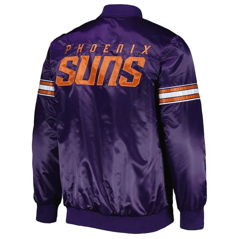 Phoenix Suns Pick & Roll Full-Snap Varsity Purple Satin Men's Bomber Jacket