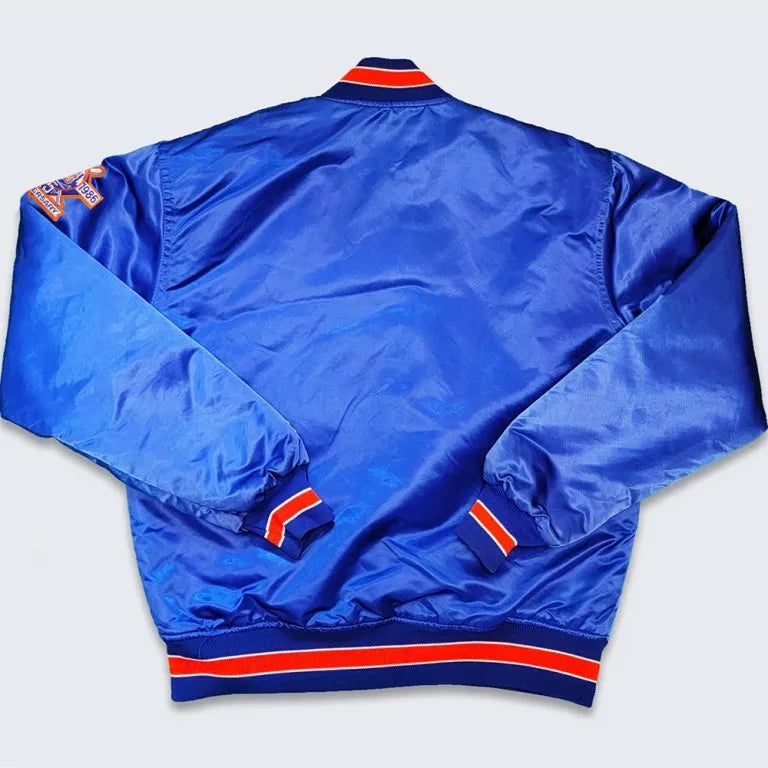 80’s New York Mets 25th Anniversary Royal Blue Satin Full-Snap Men's Jacket