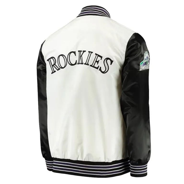 Colorado Rockies The Legend Full-Snap White/Black Satin Men's Jacket