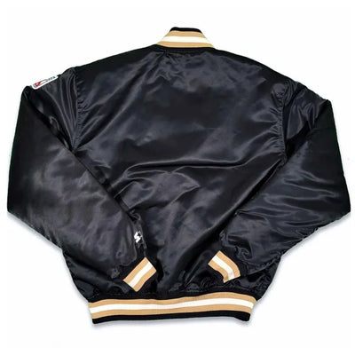 80’s New Orleans Saints Full-Snap Varsity Black Satin Men's Bomber Jacket