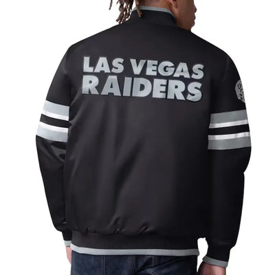 Los Angeles Raiders Scout Full-Snap Varsity Black Satin Men's Bomber Jacket