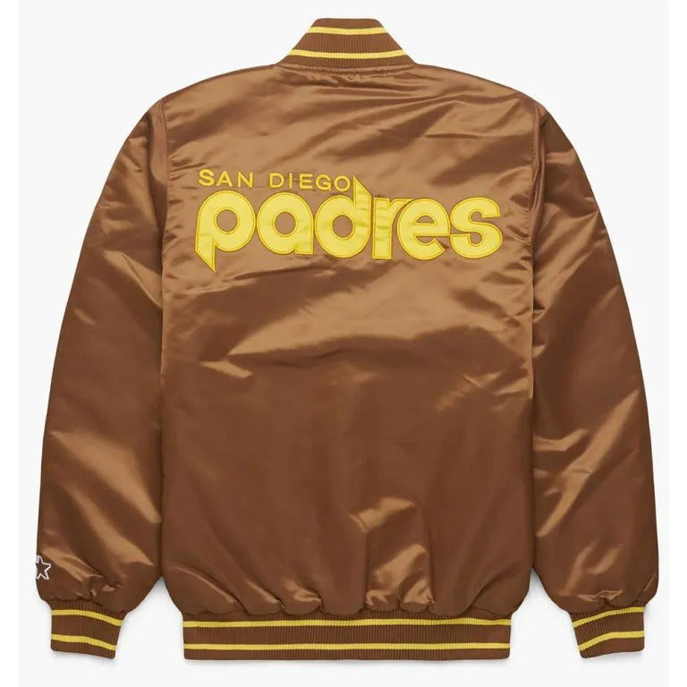 San Diego Padres Brown Bomber Full-Snap Satin Men's Jacket
