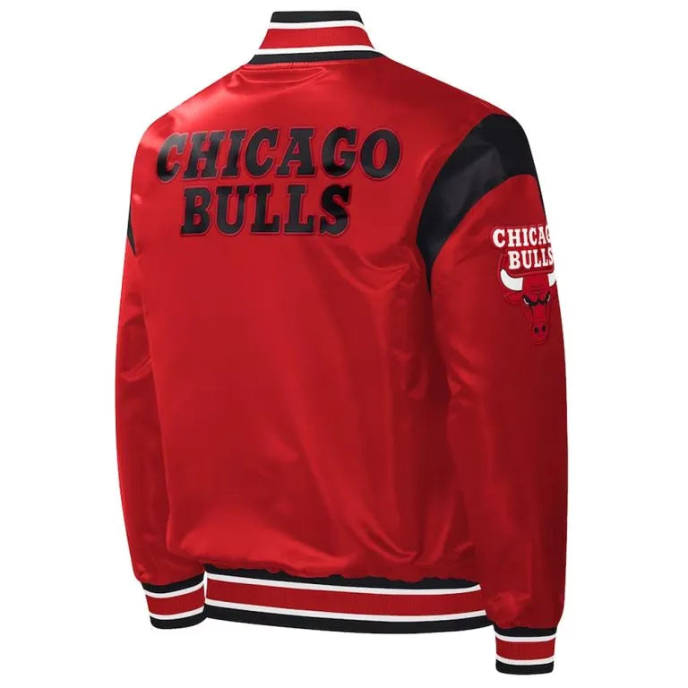 Chicago Bulls Home Game Full-Snap Varsity Red Satin Men's Bomber Jacket