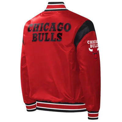 Chicago Bulls Home Game Full-Snap Varsity Red Satin Men's Bomber Jacket