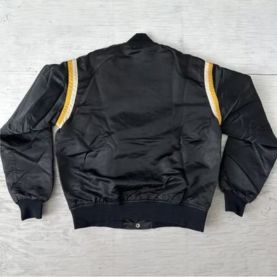 80s Los Angeles Lakers Vintage Full-Snap Varsity Yellow Satin Men's Bomber Jacket