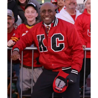 Kansas City Chiefs Mayor Quinton Lucas Super Bowl LVIII Full-Snap Varsity Red Satin Men's Bomber Jacket