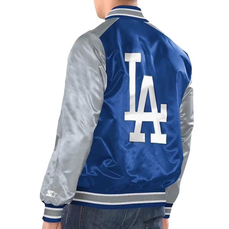 Los Angeles Dodgers Renegade Varsity Full-Snap Royal/Gray Satin Men's Jacket