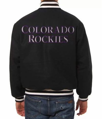 Colorado Rockies Black Wool Letterman Varsity Men's Jacket