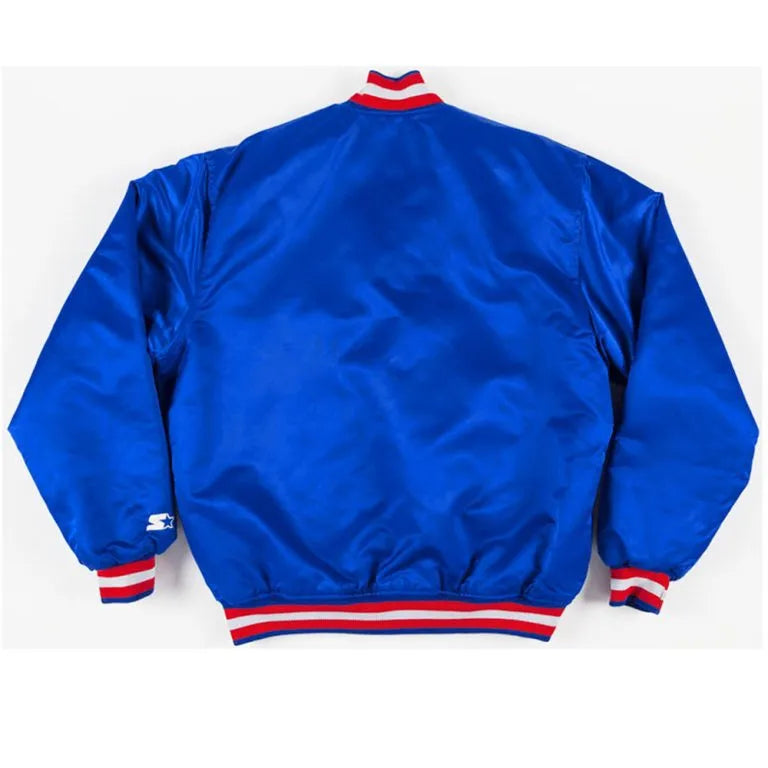 90’s Texas Rangers Full-Snap Blue Satin Men's Bomber Jacket