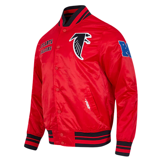 Atlanta Falcons Retro Classic Full-Snap Varsity Red Satin Men's Bomber Jacket