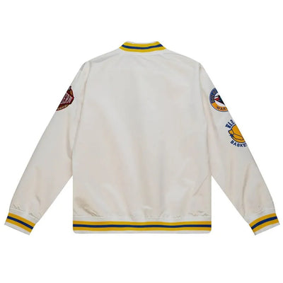 Golden State Warriors  City Collection Full-Snap Varsity White Satin Men's Bomber Jacket