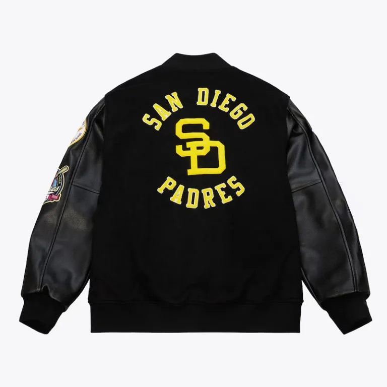 San Diego Padres Black Out Vintage Logo Full-Snap Varsity Men's Jacket