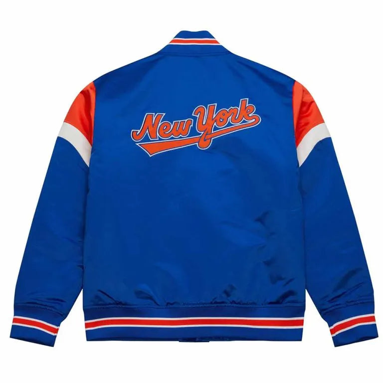New York Mets Heavyweight Full-Snap Varsity Royal Blue Satin Jacket