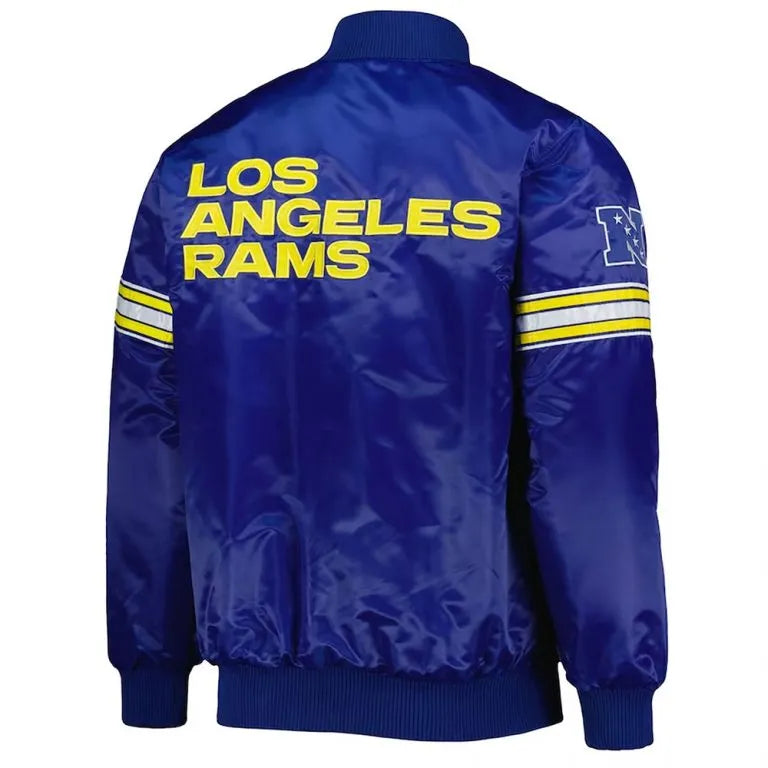 Los Angeles Chargers Pick and Roll Full-Snap Varsity Blue Satin Men's Bomber Jacket