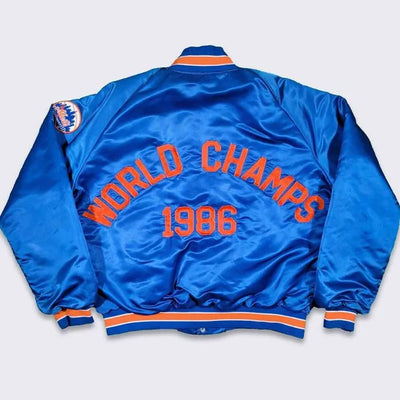1986 New York Mets World Champs Blue Full-Snap Satin Men's Jacket