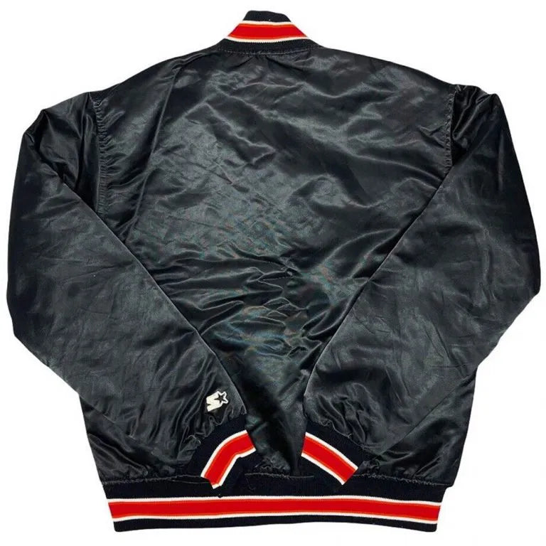 90s Miami Heat NBA Full-Snap Varsity Black Satin Men's Bomber Jacket