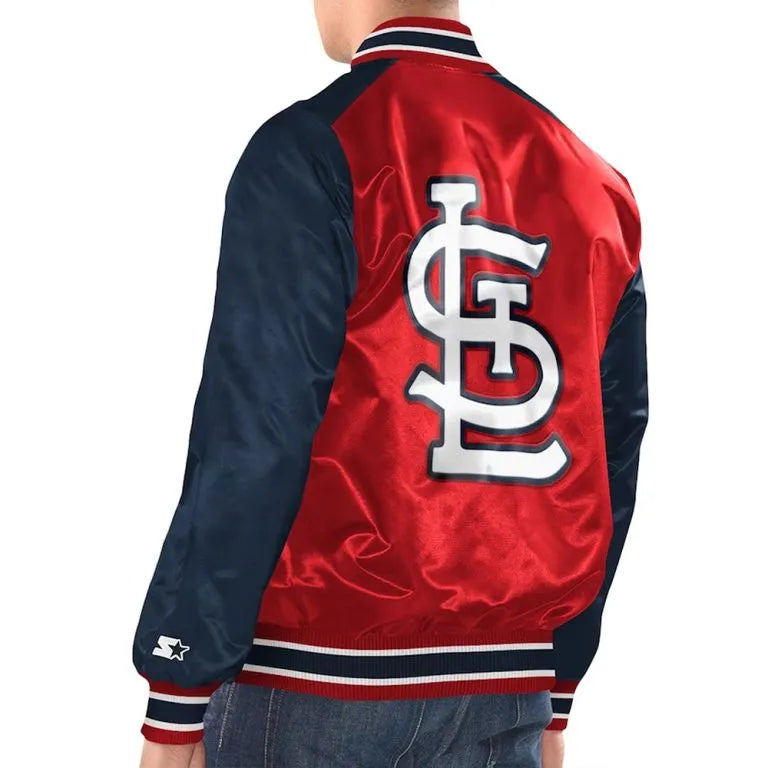 St. Louis Cardinals Renegade Varsity Full-Snap Red/Navy Satin Men's Jacket