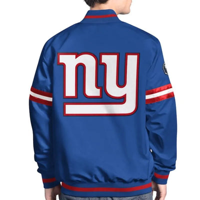 New York Giants Scout Full-Snap Varsity Royal Blue Satin Men's Bomber Jacket