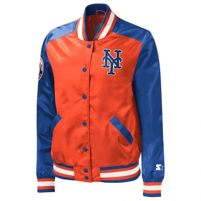 New York Mets The Legend Orange & Royal Blue Satin Full-Snap Men's Jacket
