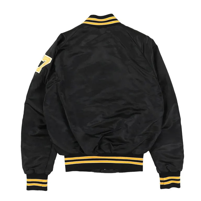 80s Pittsburgh Pirates Bomber Full-Snap Black Satin Men's Jacket
