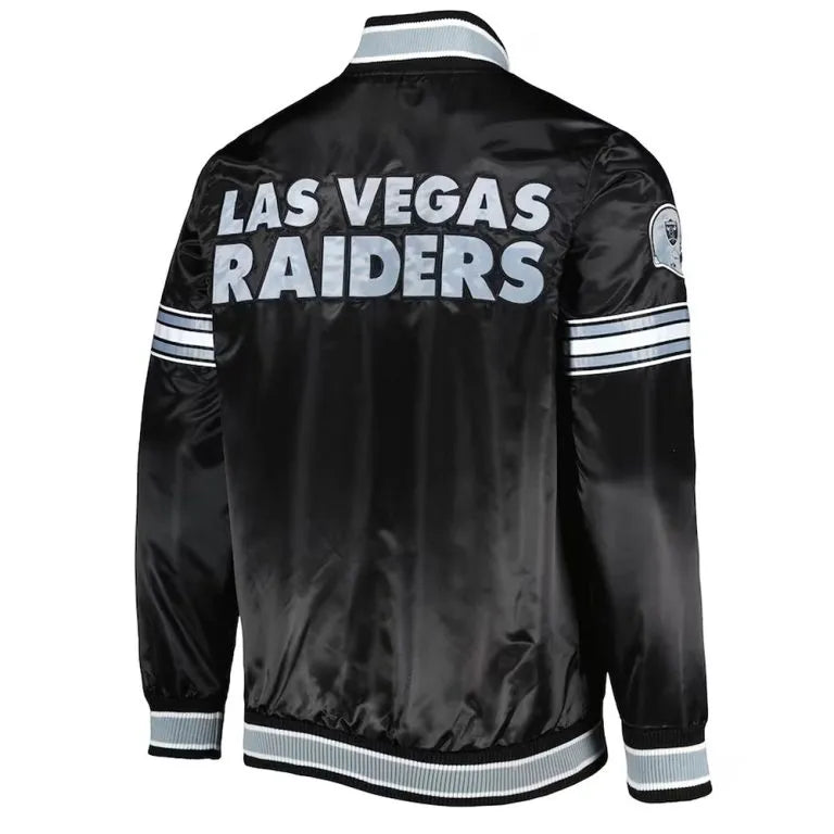 Los Angeles Raiders Midfield Full-Snap Varsity Black Satin Men's Bomber Jacket