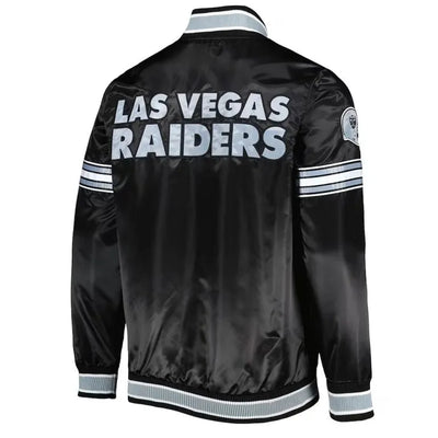 Los Angeles Raiders Midfield Full-Snap Varsity Black Satin Men's Bomber Jacket