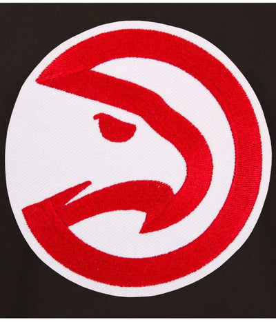 Atlanta Hawks Full-Zip Varsity Workwear Shirt Collar Black Cotton Men's Bomber Jacket