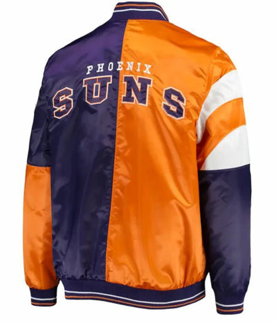 Phoenix Suns Full-Snap Varsity Orange and Purple Satin Men's Bomber Jacket