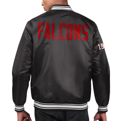 Atlanta Falcons Full-Snap Varsity Black Satin Men's Bomber Jacket