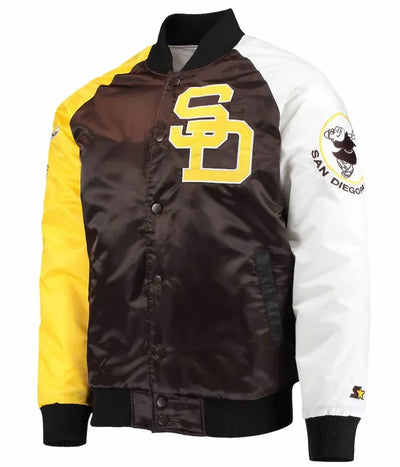 Starter San Diego Padres Full Snap Varsity Tri-Color Satin Men's Jacket