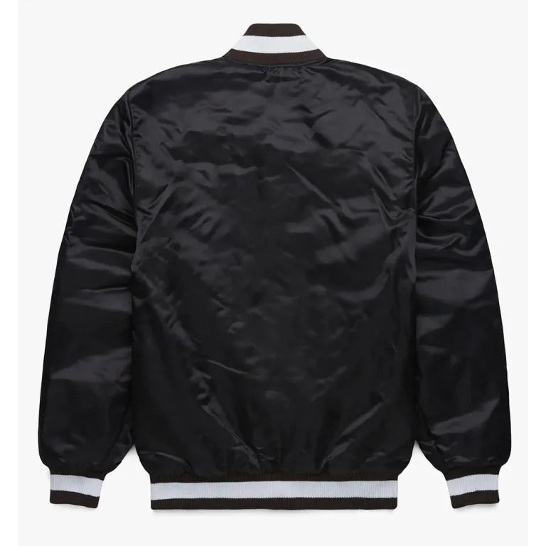 Cleveland Browns Blackout Full-Snap Varsity Black Satin Men's Bomber Jacket