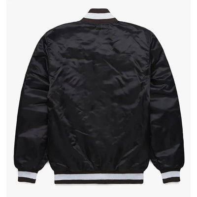 Cleveland Browns Blackout Full-Snap Varsity Black Satin Men's Bomber Jacket
