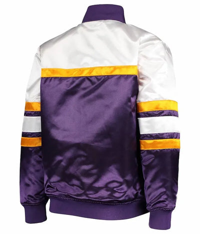 Los Angeles Lakers Hardwood Classics Full-Snap Varsity Purple/White Satin Men's Bomber Jacket