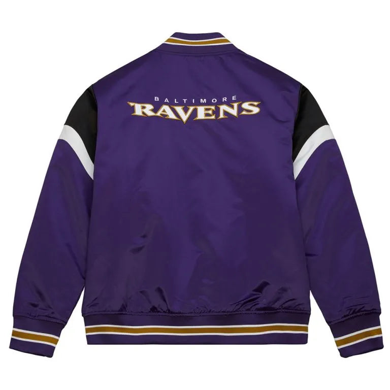 Baltimore Ravens Full-Snap Varsity Purple Satin Heavyweight Men's Bomber Jacket