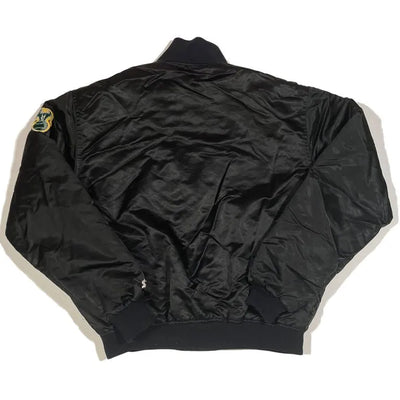 90s Oakland Athletics Black Satin Full-Snap Men's Jacket