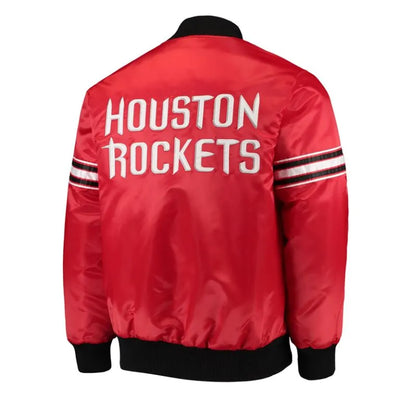 Houston Rockets The Draft Pick Full-Snap Varsity Red Satin Men's Bomber Jacket