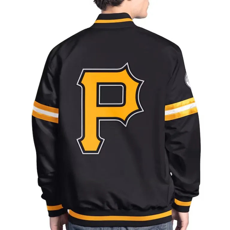 Pittsburgh Pirates Scout Full-Snap Varsity Black Satin Men's Jacket