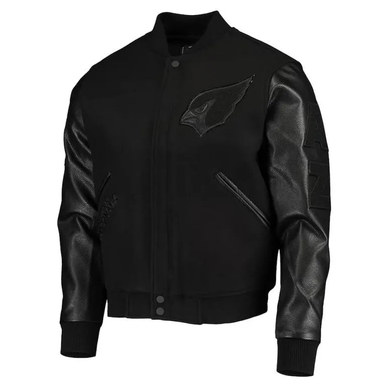 Arizona Cardinals Black Wool & Leather Sleeves Varsity Men's Letterman Jacket