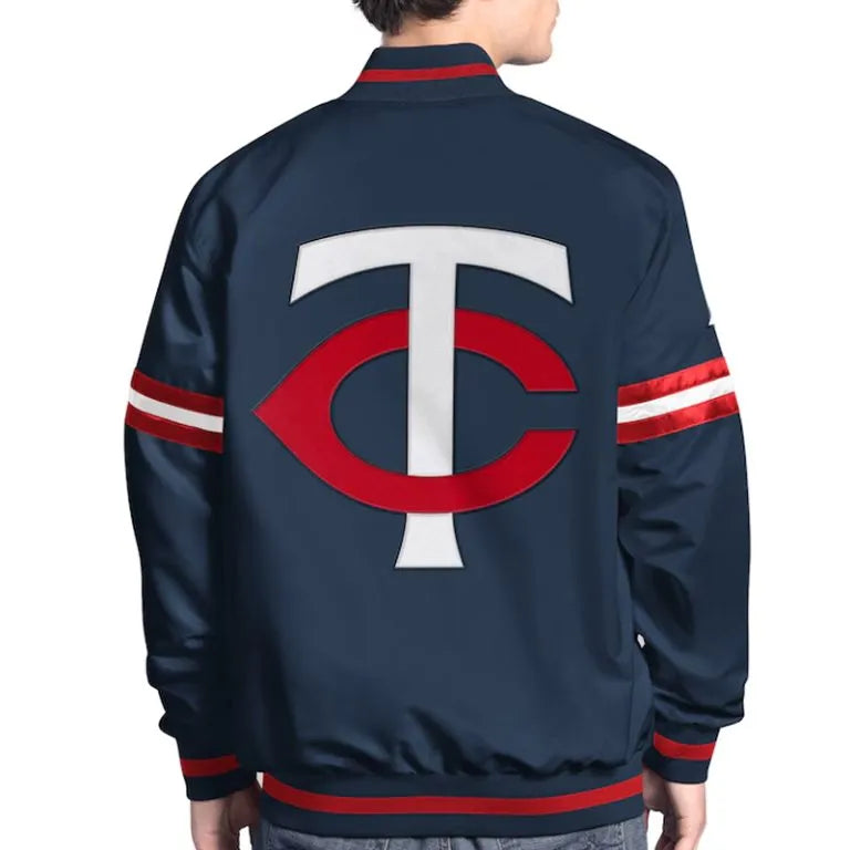 Minnesota Twins Scout Full-Snap Varsity Navy Blue Satin Men's Jacket