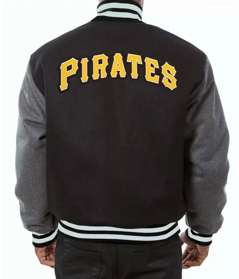 Pittsburgh Pirates Baseball Varsity Black and Grey Wool Men's Jacket