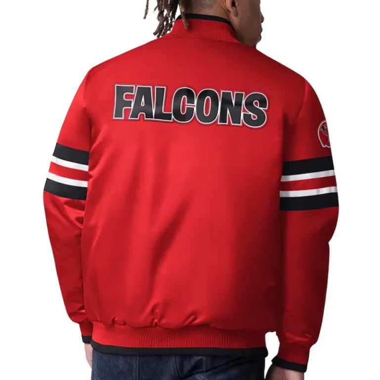 Atlanta Falcons Scout I Full-Snap Varsity Red Satin Men's Bomber Jacket