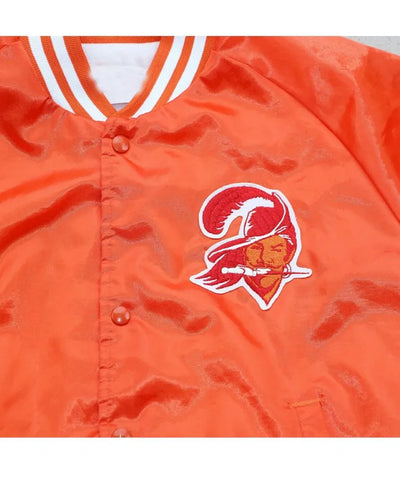 Tampa Bay Buccaneers Full-Snap Varsity Orange Satin Men's Bomber Jacket